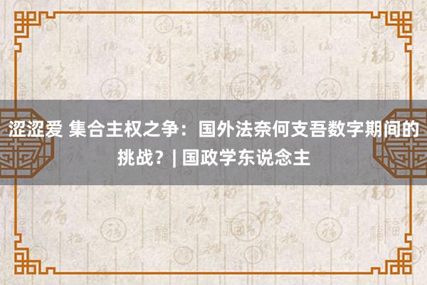 涩涩爱 集合主权之争：国外法奈何支吾数字期间的挑战？| 国政学东说念主