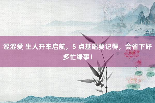 涩涩爱 生人开车启航，5 点基础要记得，会省下好多忙绿事！